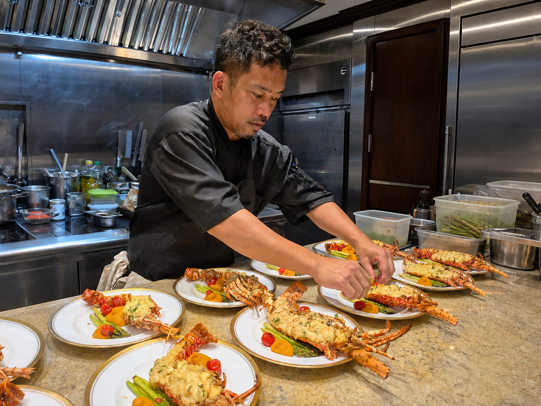 Plating in the galley.