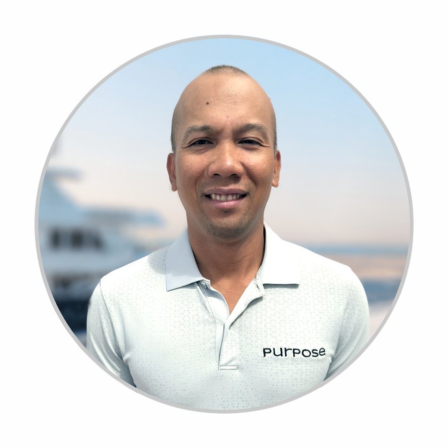 Mark, Second Officer aboard M/Y Purpose.