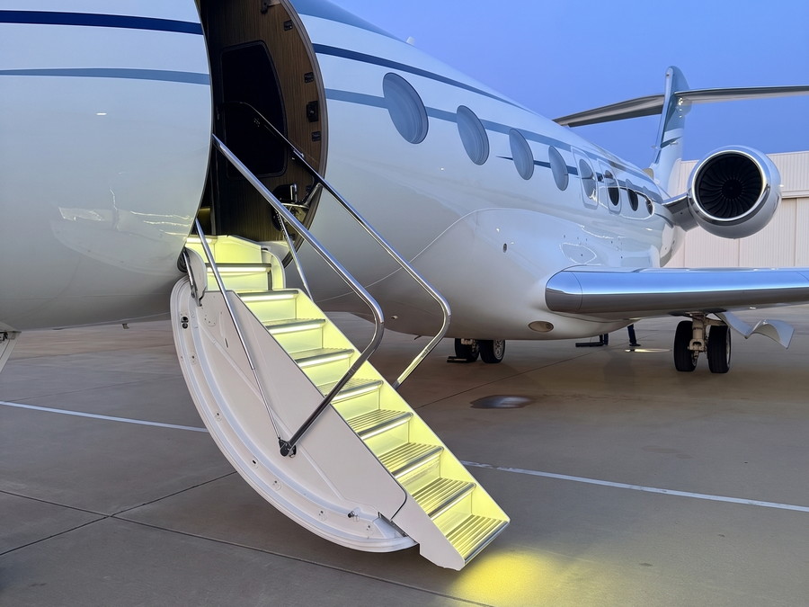 On the ground at dusk.