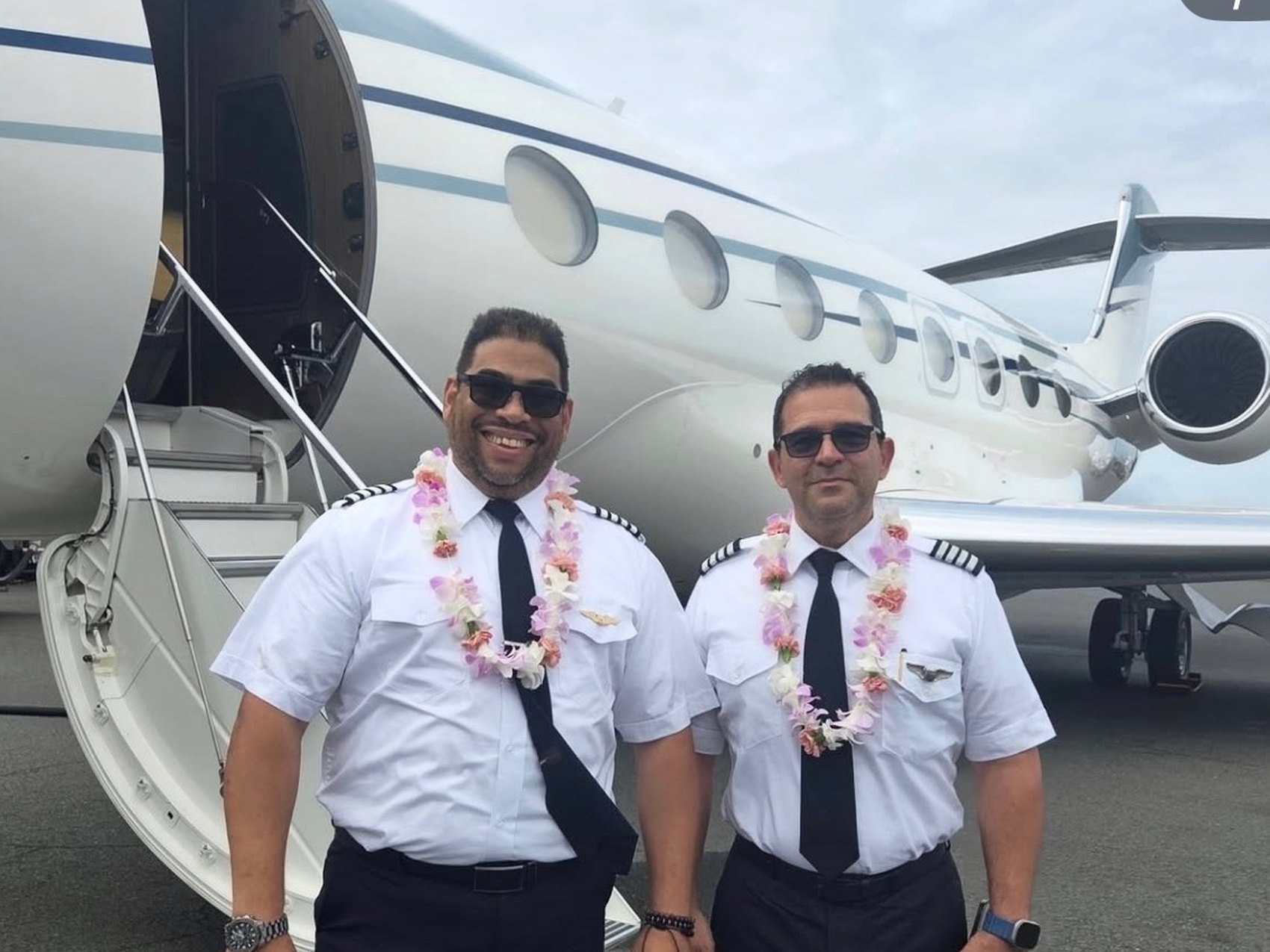 The flight crew on arrival in Honolulu.